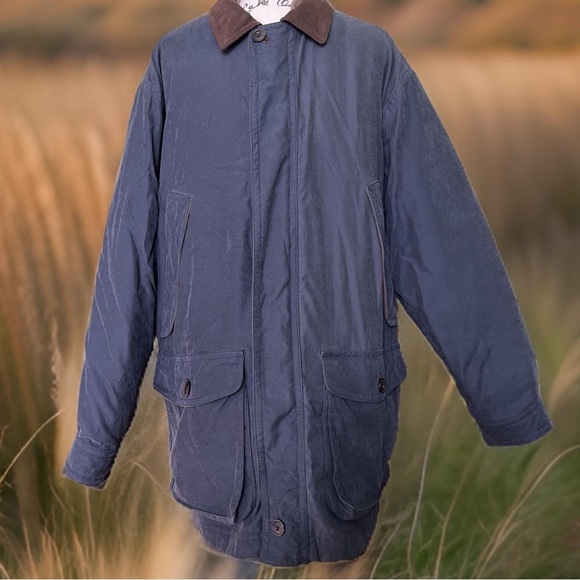 LL Bean Men’s Blue Canvas Field Barn Coat Removable Down Quilted Lining - Large - Picture 1 of 16